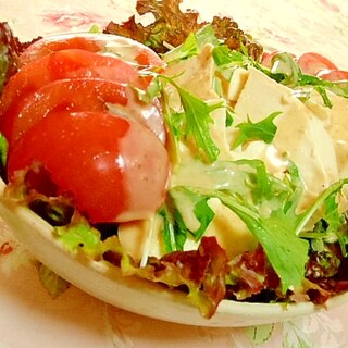 ❤塩豆腐と彩りサラダの胡麻ドレ和え❤
